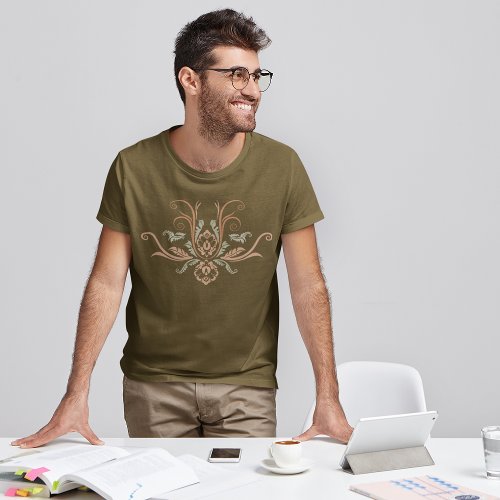 Classy Damask Geometric Flora With Branches  T_Shirt