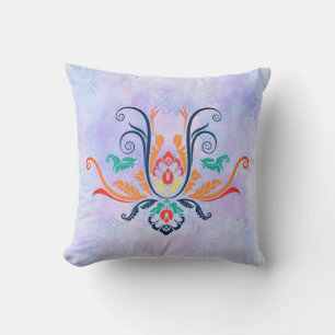Classy Damask Geometric Flora With Branches  Throw Pillow