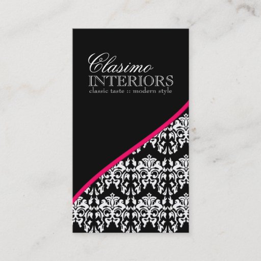 Customizable Classy Damask Interior Designer Business Card