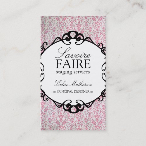 Classy Damask Interior Designing Business Cards