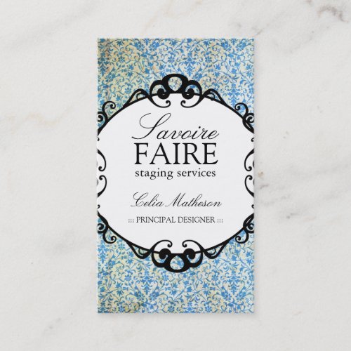 Classy Damask Interior Designing Business Cards