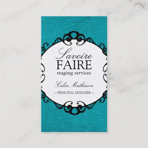 Classy Damask Interior Designing Business Cards