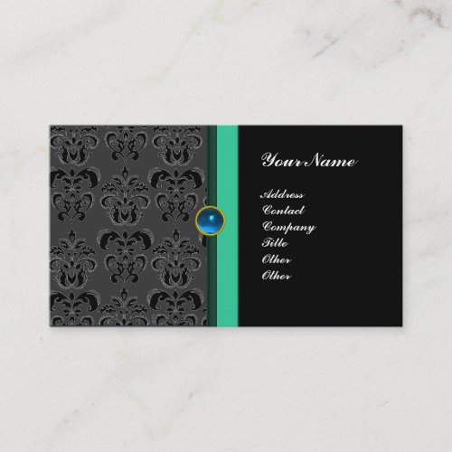 CLASSY DAMASK MONOGRAM black sapphire Business Card