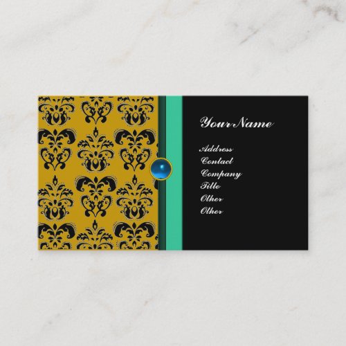 CLASSY DAMASK MONOGRAM black sapphire Business Card