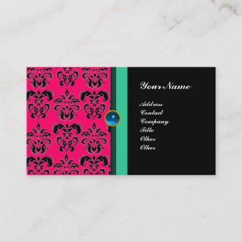 CLASSY DAMASK MONOGRAM black sapphire Business Card