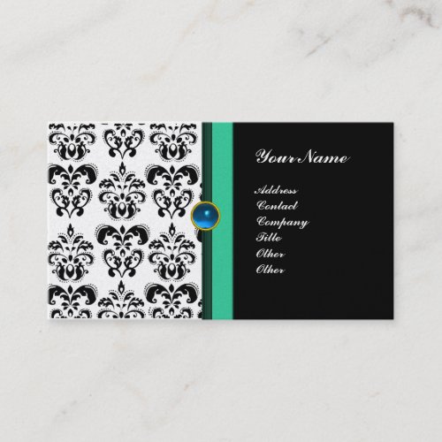 CLASSY DAMASK MONOGRAM black sapphire pearl Business Card