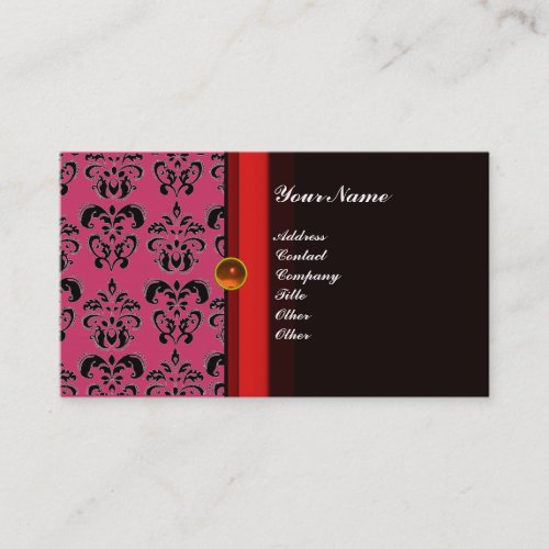 CLASSY DAMASK MONOGRAM black topaz orange Business Card