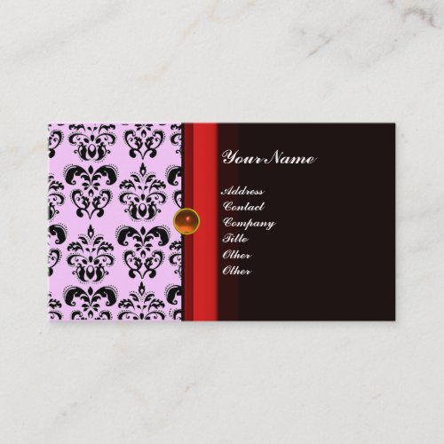 CLASSY DAMASK MONOGRAM black topaz orange Business Card