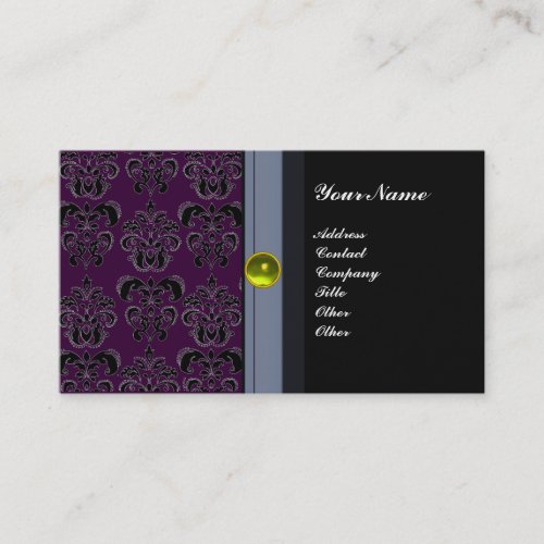 CLASSY DAMASK MONOGRAM black topaz yellow Business Card