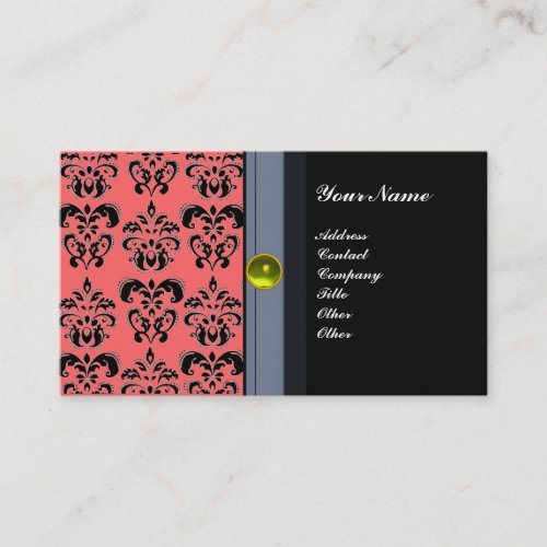 CLASSY DAMASK MONOGRAM black topaz yellow Business Card