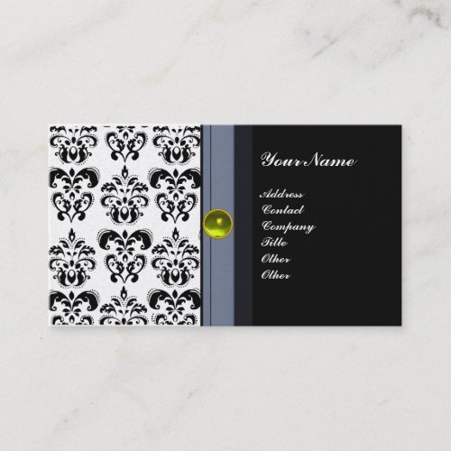 CLASSY DAMASK MONOGRAM black topaz yellow pearl Business Card