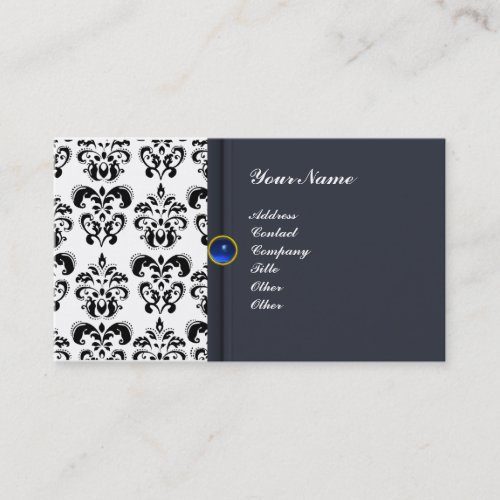 CLASSY DAMASK MONOGRAM blue sapphire Business Card