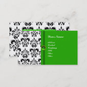 CLASSY DAMASK MONOGRAM green emerald platinum Business Card (Front/Back)