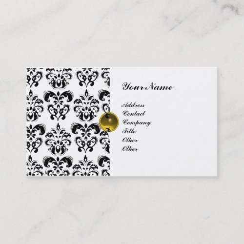 CLASSY DAMASK  MONOGRAM metallic eggshell Business Card