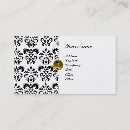 CLASSY DAMASK  MONOGRAM metallic platinum Business Card