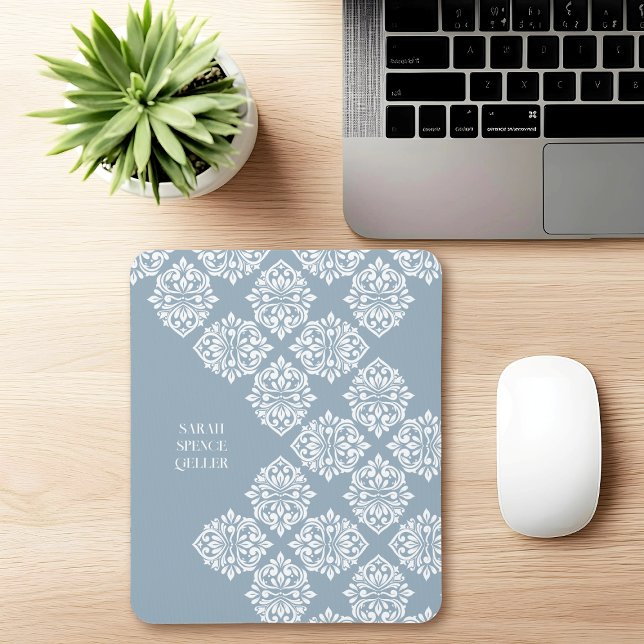 Classy Damask Regency Geometric Cadet Grey Mouse Pad (Creator Uploaded)
