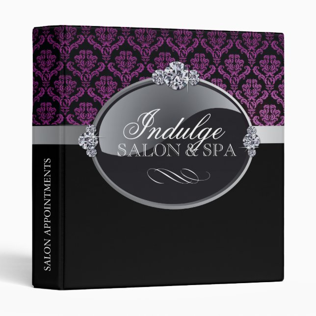 Classy Damask Salon Appointment Binder (Front/Spine)