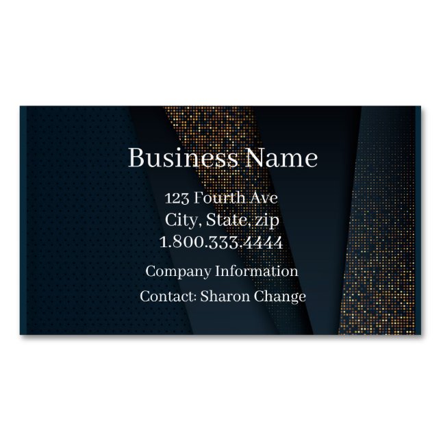 Classy Dark Blue Fabric City Lights Business Card Magnet (Front)