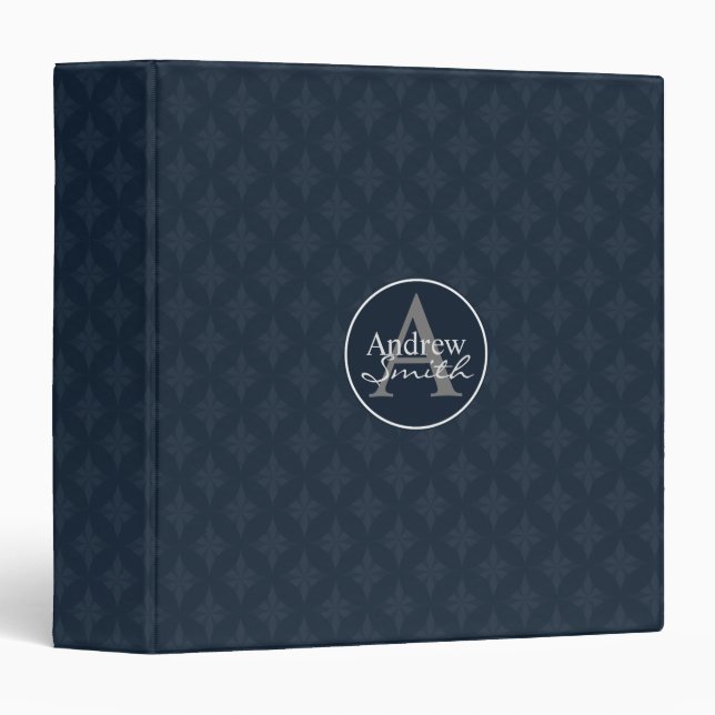 Classy Dark Blue Personalized Binder (Front/Spine)