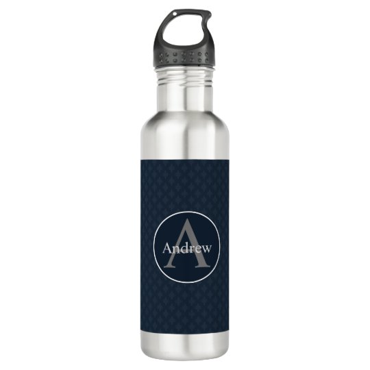 Classy Dark Blue Personalized Stainless Steel Water Bottle