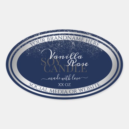 Classy Dark Blue  Silver Product Packaging Labels