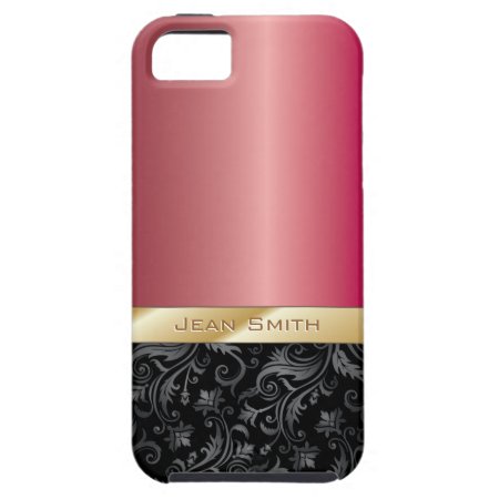 Classy Dark Floral Rose Gold Metal Iphone 5 Case