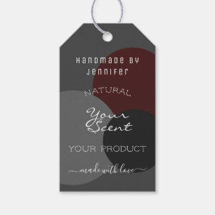 Classy Dark Gray and Burgundy Product Packaging Gift Tags