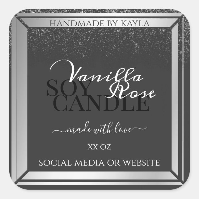 Classy Dark Gray & Silver Product Packaging Labels (Front)