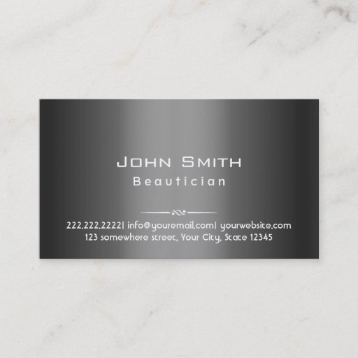 Customizable Classy Dark Grey Metal Beautician Business Card