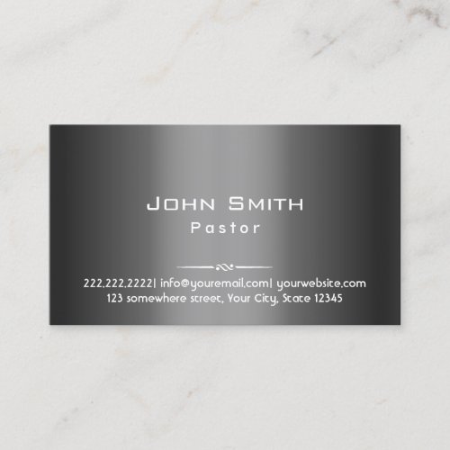 Classy Dark Grey Metal Pastor Business Card