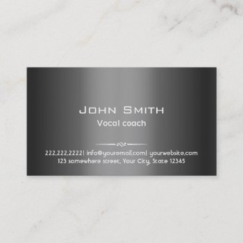 Classy Dark Grey Metal Vocal Coach Business Card by cardfactory at Zazzle