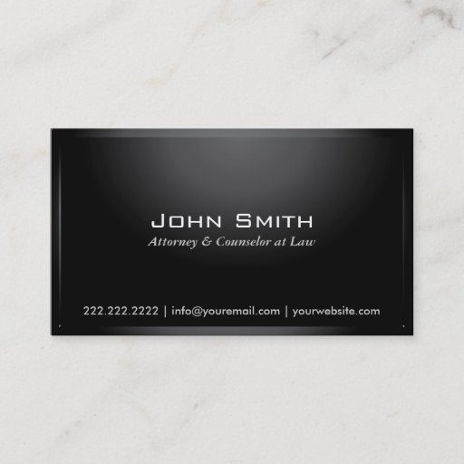 Customizable Classy Dark Lawyer Metal Look Business Card