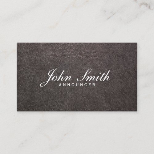 Classy Dark Leather Announcer Business Card