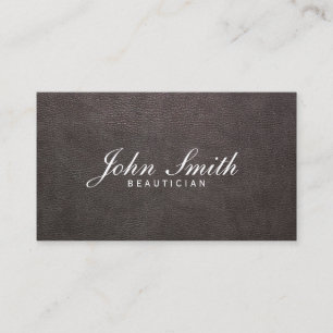 Classy Dark Leather Beautician Business Card