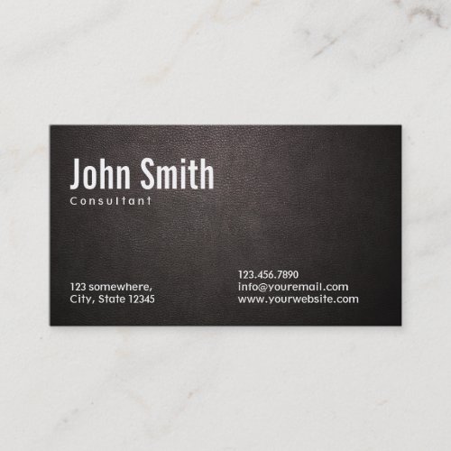 Classy Dark Leather Consultant Business Card