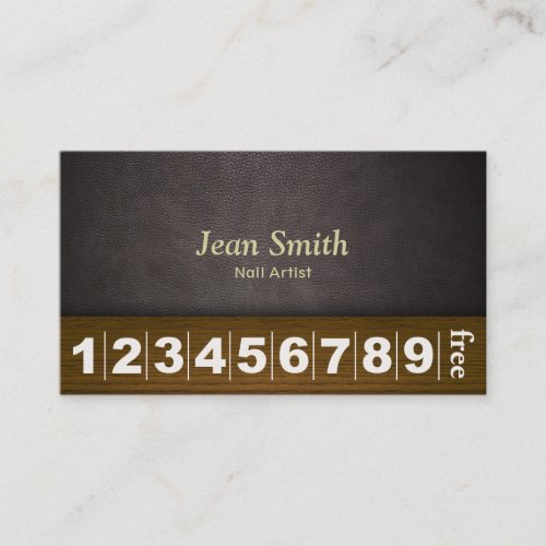 Classy Dark Leather Nail Business Loyalty Card