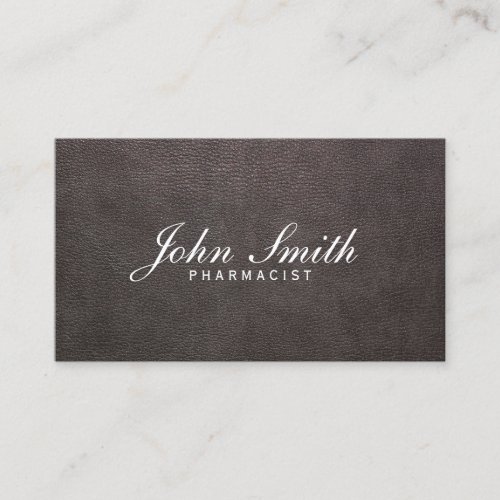 Classy Dark Leather Pharmacist Business Card