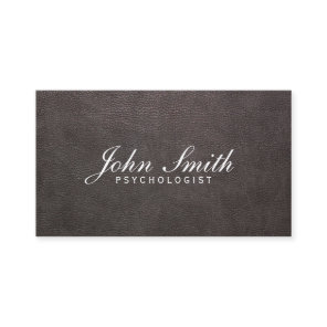 Classy Dark Leather Psychologist Business Card