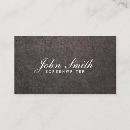 Classy Dark Leather Screenwriter Business Card