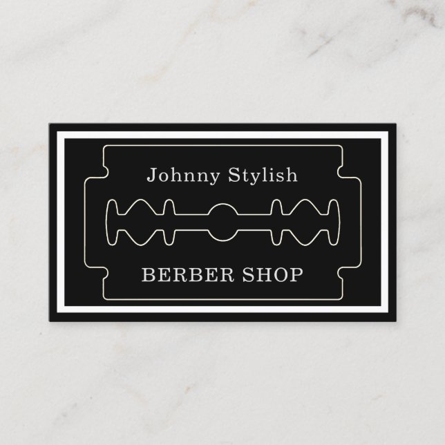 Classy dark look elegant barber style business card (Front)