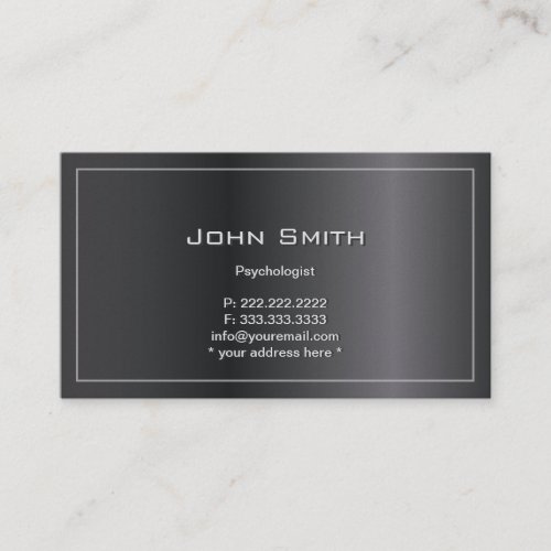 Classy Dark Metal Frame Psychologist Business Card