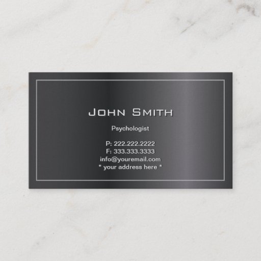 Customizable Classy Dark Metal Frame Psychologist Business Card