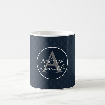 Classy Dark Navy Blue Custom Monogram Coffee Mug by MagnificentMonograms at Zazzle