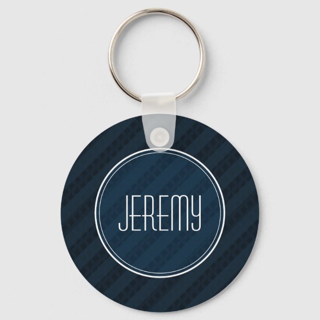 Classy Dark Navy Custom Monogram Version 2.0 Keychain (Front)