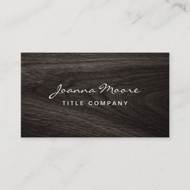 Classy dark oak wood grain professional profile business card (Front)