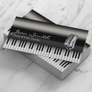 Classy Dark Piano & Voice Teacher Business Card