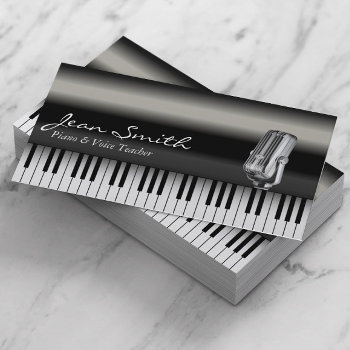 Classy Dark Piano & Voice Teacher Business Card by cardfactory at Zazzle