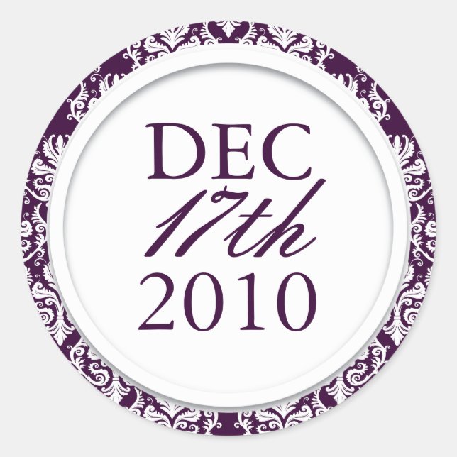 Classy Dark Purple Wedding Stickers (Front)