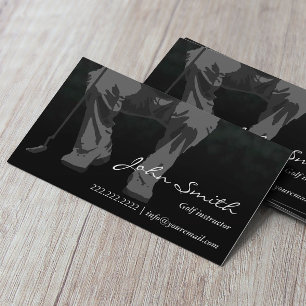 Classy Dark Putt Golf Instruction Business Card