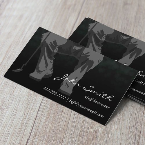 Classy Dark Putt Golf Instruction Business Card